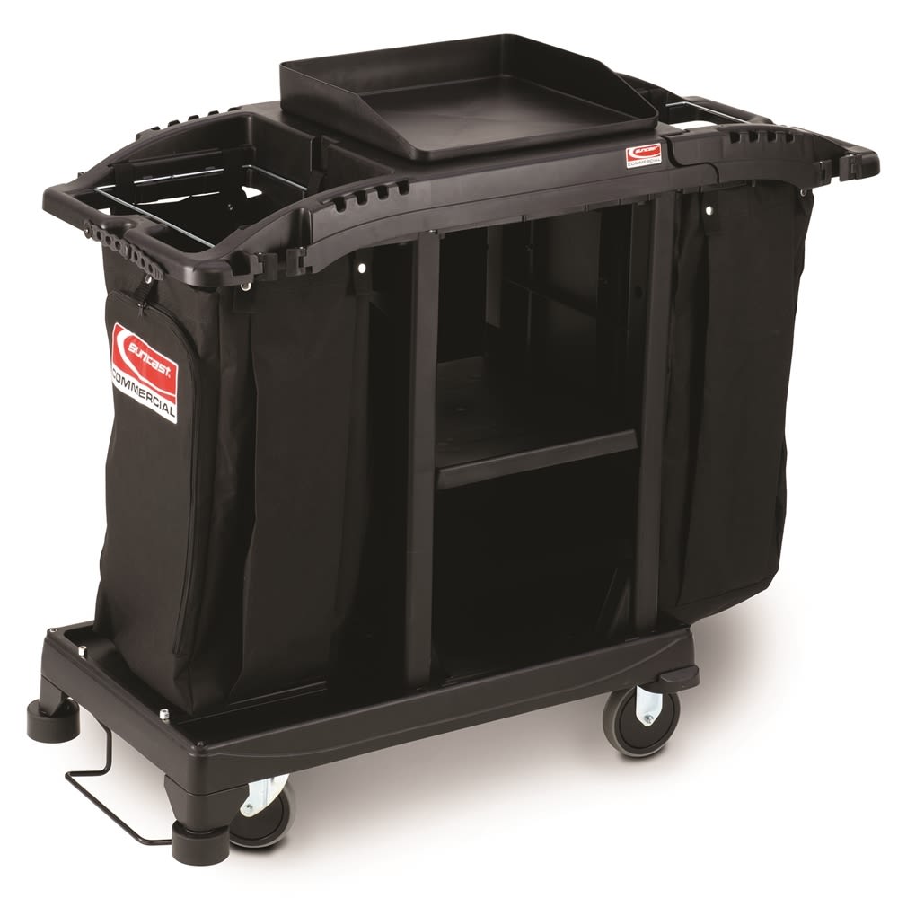 Suncast Commercial Compact Housekeeping Cart, Standard, Black